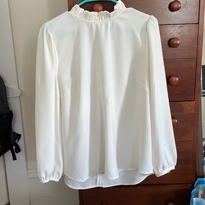 Jcrew White/Cream Ruffle Neck Blouse